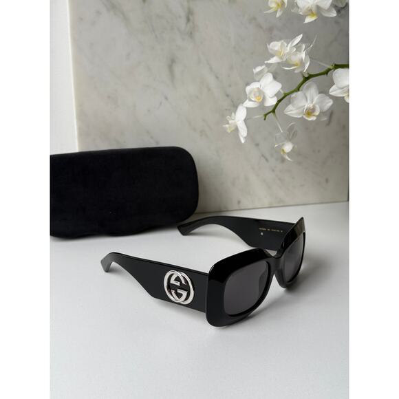 NEW Gucci GG1695S Black Thick Rim Square Logo Sunglasses main image 5